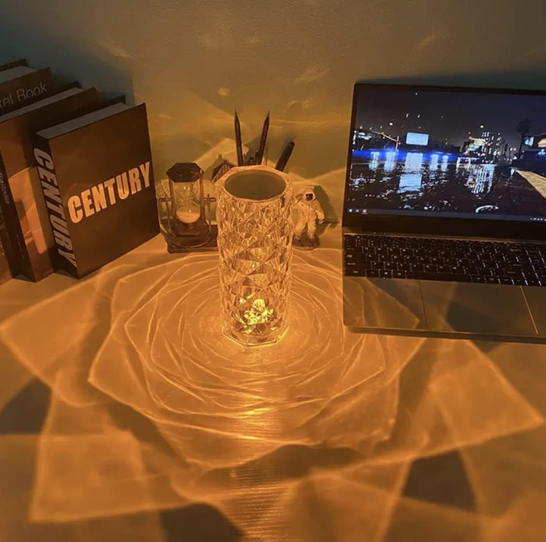 Diamond Touch Dimmable LED Desk Lamp Acrylic USB 3Colors Night Light Romantic Rose Visual Design Decorative Dining Room/Nightstand/Living/Bedroom/Office/Bar - Blind Box(Black-White-Yellow)