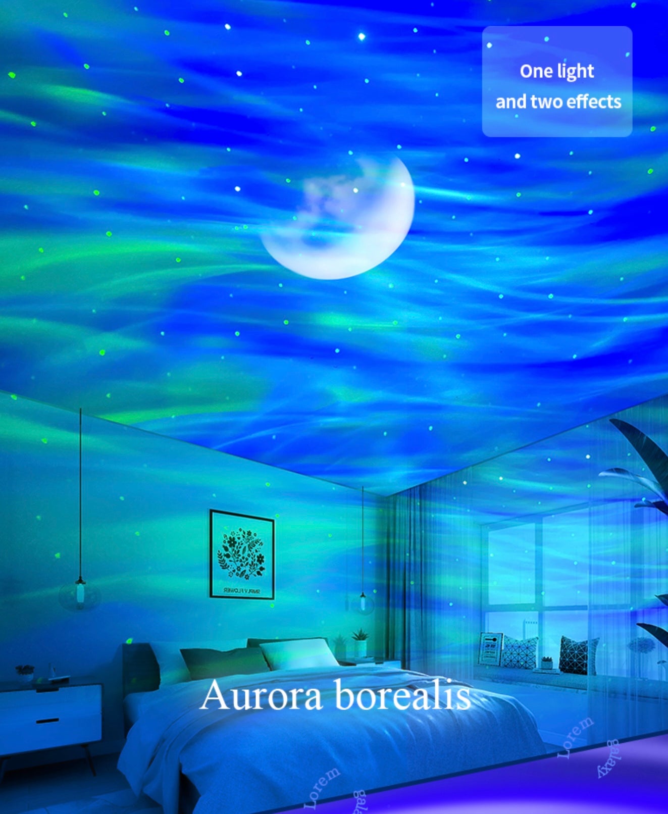 Northern Lights and Milky Way Atmosphere Projector Lamp with White Noise