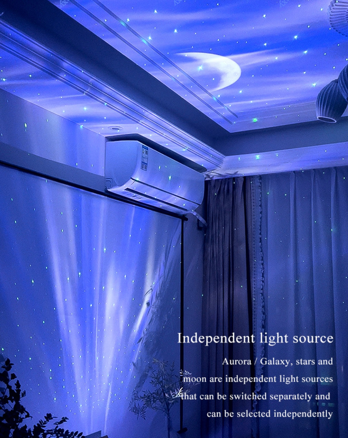 Northern Lights and Milky Way Atmosphere Projector Lamp with White Noise