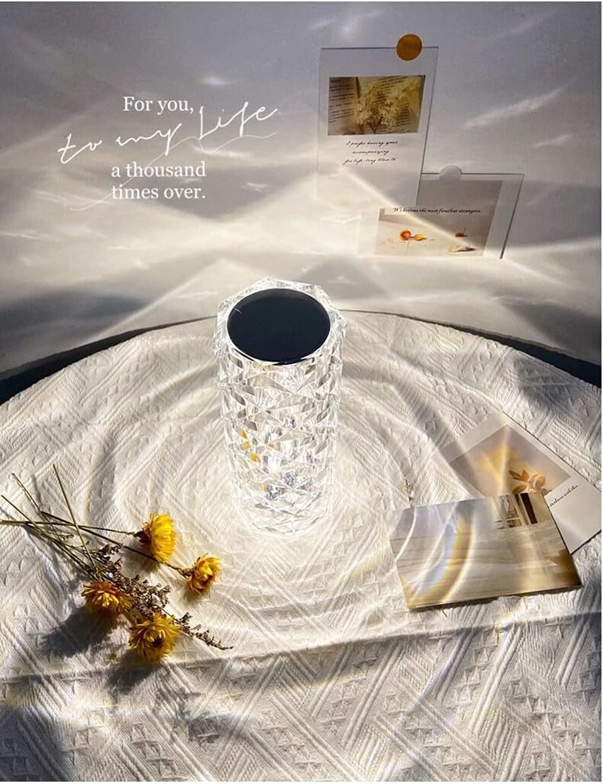 Diamond Touch Dimmable LED Desk Lamp Acrylic USB 3Colors Night Light Romantic Rose Visual Design Decorative Dining Room/Nightstand/Living/Bedroom/Office/Bar - Blind Box(Black-White-Yellow)