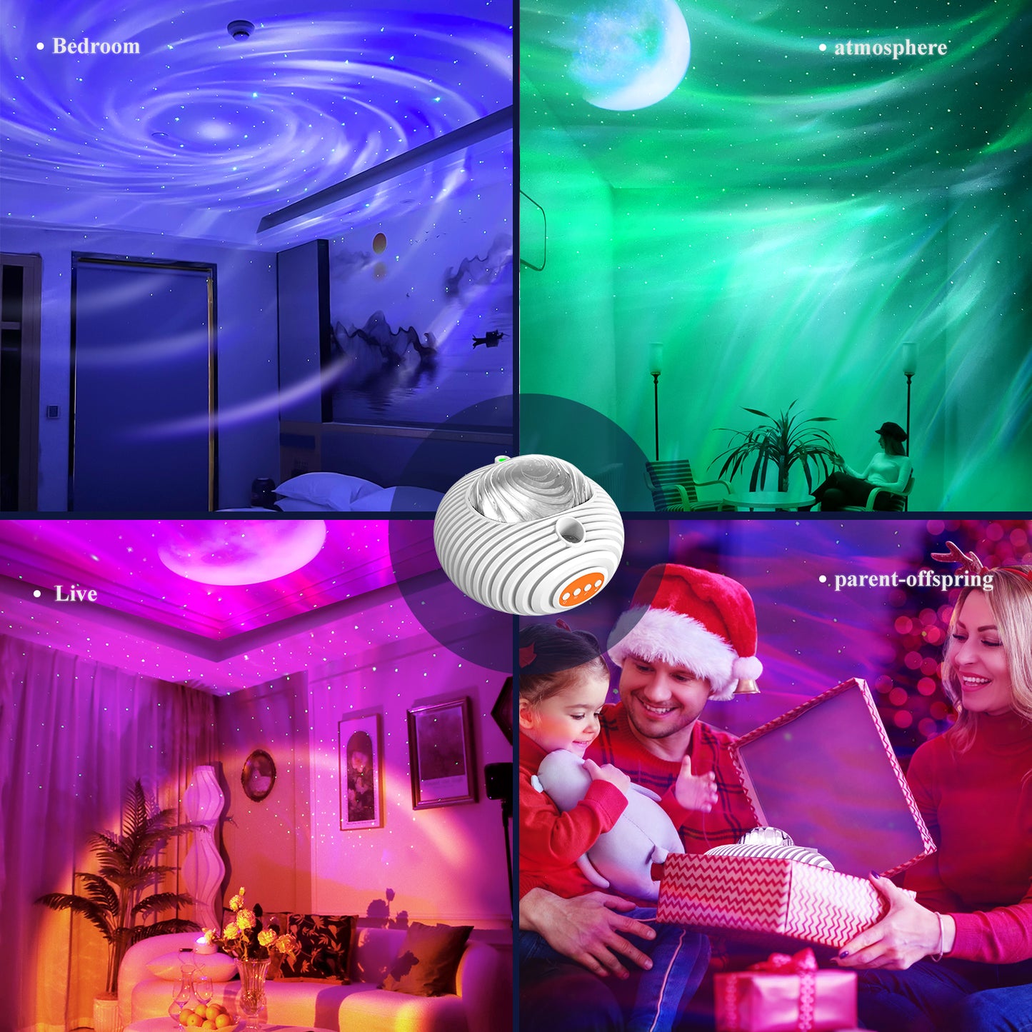 2023 New Double Effect Northern Lights Projector Lamp Milky Way Atmosphere Lamp Starry Sky Lamp White Noise Projector Lamp with Rometes