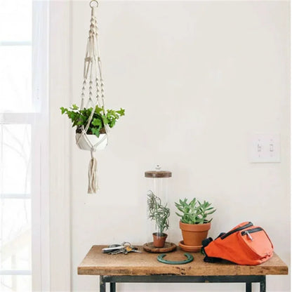 2Pcs Macrame Plant Hangers, Indoor Outdoor Hanging Planter Shelfs, Decorative Flower Pot Holder Hanging Baskets for Plant, Boho Home Decor, for Succulents, Cacti, and Herbs