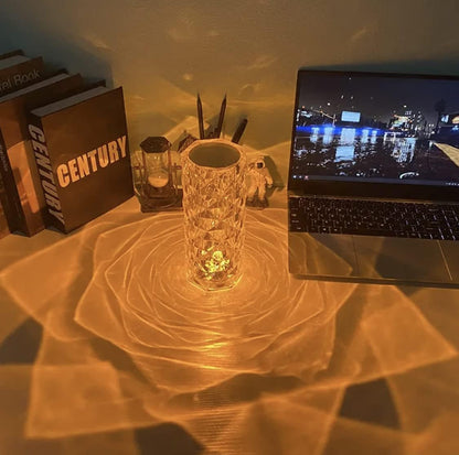 Diamond Touch Dimmable LED Desk Lamp Acrylic USB 3Colors Night Light Romantic Rose Visual Design Decorative Dining Room/Nightstand/Living/Bedroom/Office/Bar - Blind Box(Black-White-Yellow)