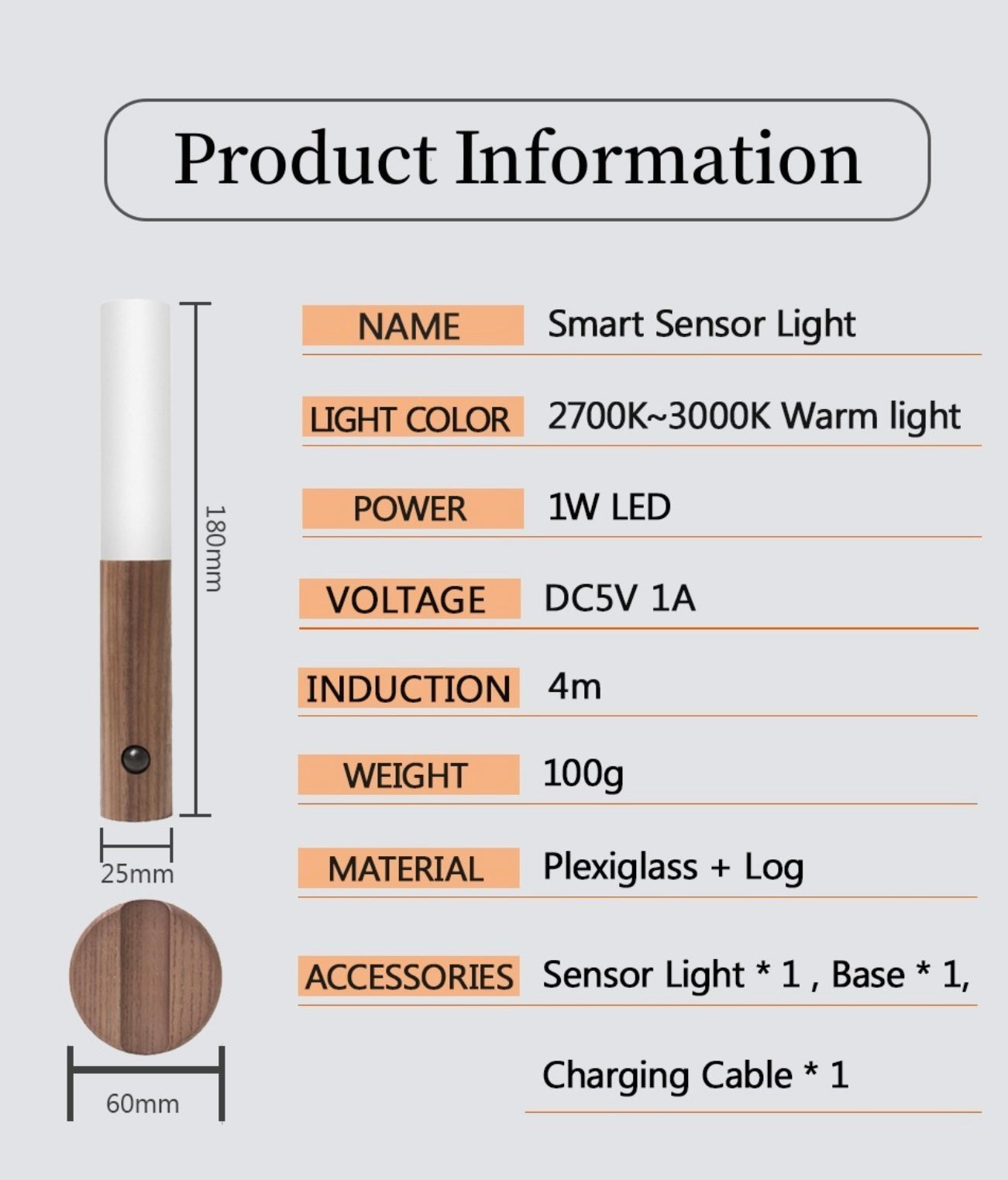 Auto LED Wireless Night Light with USB and Motion Sensor