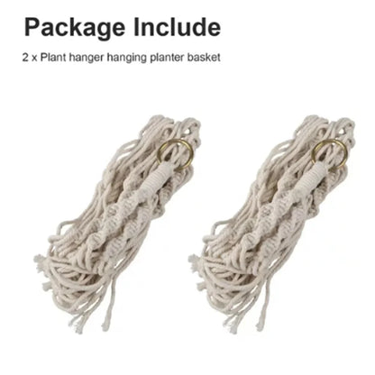 2Pcs Macrame Plant Hangers, Indoor Outdoor Hanging Planter Shelfs, Decorative Flower Pot Holder Hanging Baskets for Plant, Boho Home Decor, for Succulents, Cacti, and Herbs